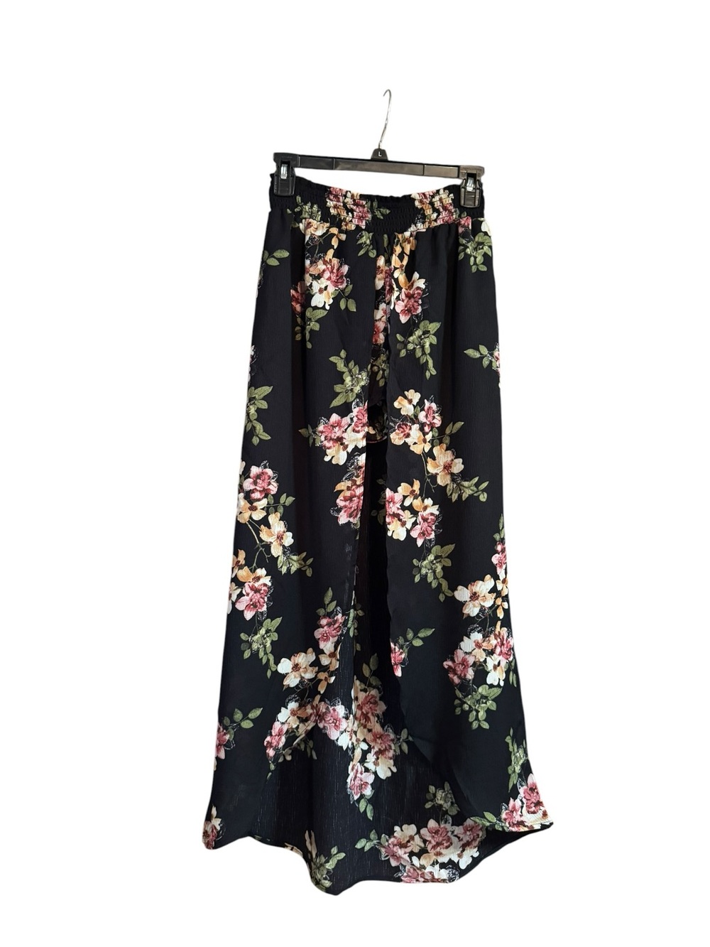Joe Benbasset Black Floral Maxi Skirt with Pink & Cream Blooms